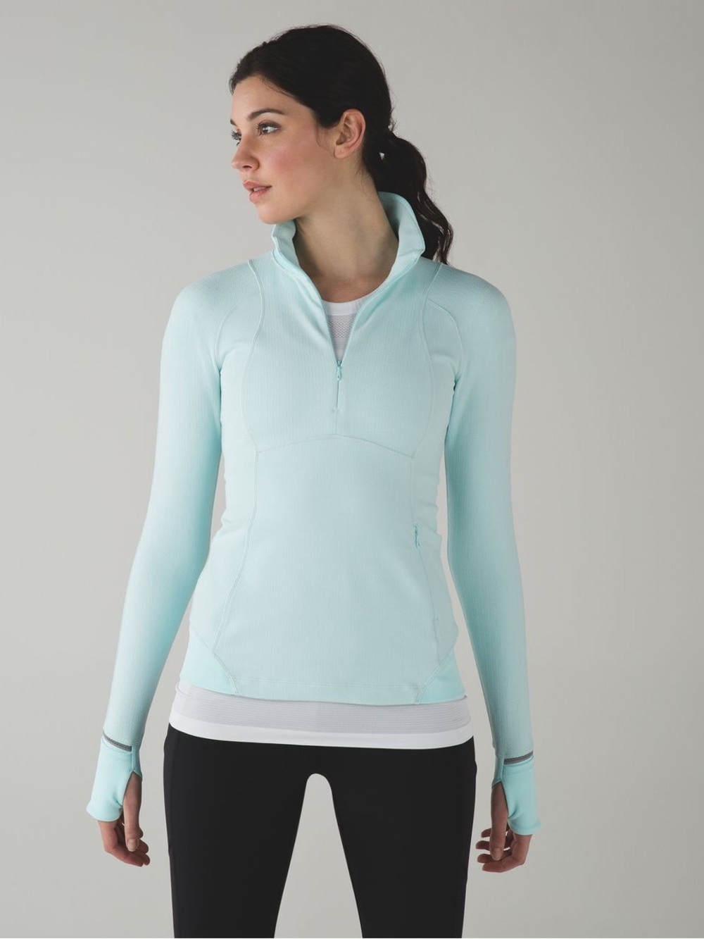 Lululemon Run: Turn Around 1/2 Zip Pullover Light Aqua Size 12